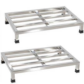 Yunlake 2 Packs Dunnage Rack 23.6x15.8x4inch Stainless Steel Dunnage Racks Commercial Food Service Storage Rack for Restaurants Kitchen Warehouse Supermarket