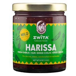 Zwita Mild Harissa 6oz | Tunisian Thick Sun Dried Chili Paste | NOT Spicy | Harissa Paste | Sun Dried Chilis, Fresh Garlic, Extra Virgin Olive Oil, Spices | Ancestral Recipe | 100% Grandma Approved | Amazing Flavor for your Soups, Stews, Sauces and Marinades