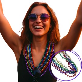48 Collar Bolitas Mardi Gras Brilloso Batucada Fiesta Boda