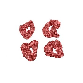 GIZZY® Ladies, Girls Set of 4 Red and White Gingham Elasticated Hair Scrunchies.