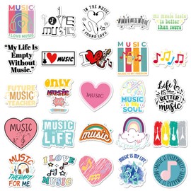 50Pcs Music Motivational Stickers,Music Graffiti Stickers,Vinyl Waterproof Sticker for Kids Teens Girls,for Phone Laptop Water Bottles Skateboard Computer Phone Luggage Guitar Car Gifts Sticker