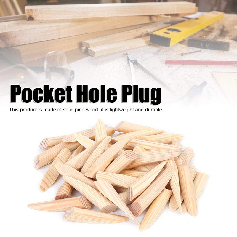 Pack of 50 Wooden Pocket Hole Plugs, Wood Pocket Hole