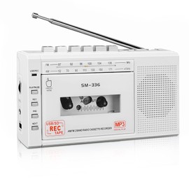 SEMIER Small Cassette Player Recorder, Cassette to Digital Converter via USB or Micro SD Card, Powered by AC or 4 AA Battery, AM FM Radio Tape Recorder with Build-in Speaker and Earphone Jack