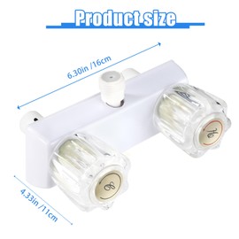 RV Shower Faucet Replacement, 6.30x4.33in Plastic Camper Shower Diverter Dual-Handle Bathroom Wash Valve Diverter Bath Faucet Kit for Outside and Inside (Transparent)