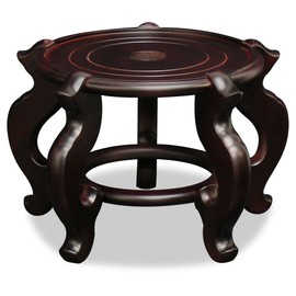 ChinaFurnitureOnline 10.5 Inch Dark Brown Chinese Wooden Planter Stand