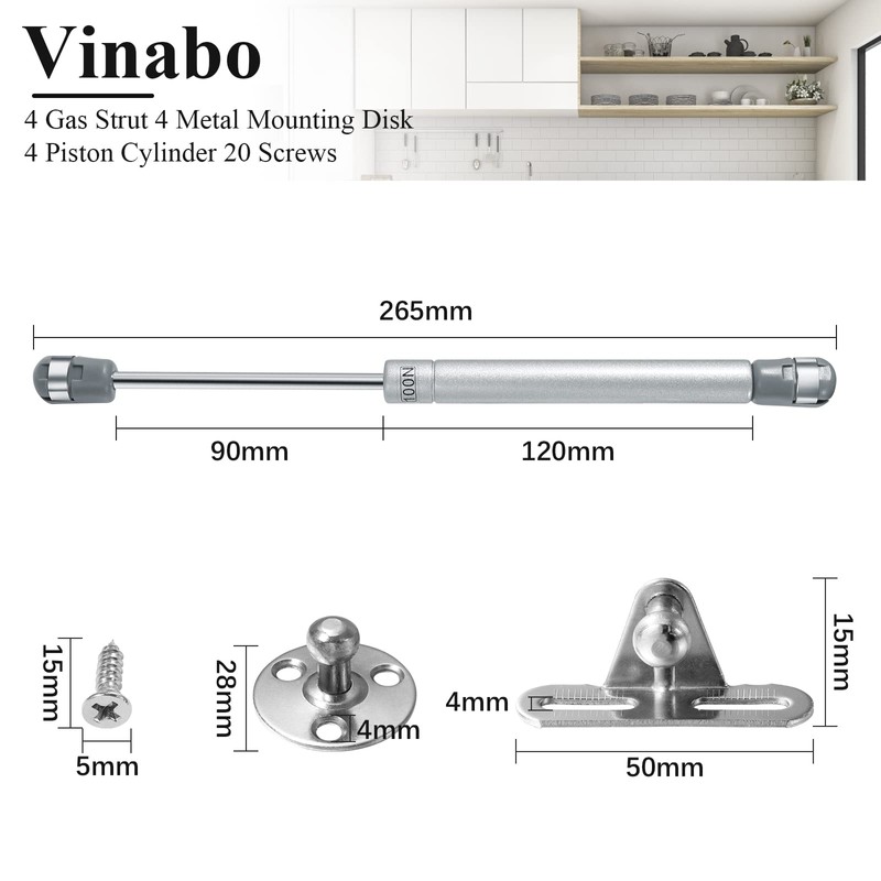 Vinabo 4 Pcs 100N Gas Springs Gas Piston for Doors