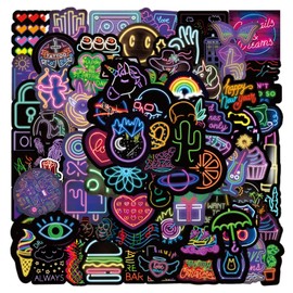 100Pcs Stickers for Water Bottles, Cool Neon Light Stickers for Teens Adults, Waterproof Stickers for Skateboard Laptop Computer Scrapbook Envelopes