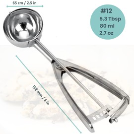 Ice Cream Scoop, Cookie Scoop, 18/8 Stainless Steel, Cookie Scoops for Baking, 5.3Tbsp/80ml/2.7oz Cookie Dough Scoop, Ice Cream Scooper with Trigger Release, Cookie Scooper for Baking