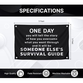 3x5 Ft Motivational Quote Black Polyester Flag One Day with Four Brass Grommets - Positive Quotes Posters for Men - Wall Decorations for Home or Office - Motivation Gym Single Sided Banner Wall Decor