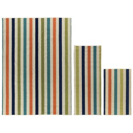 Garland Rug Summer Stripe Rug, 3 Piece Set (5'x7, 24"x40", 24"x60"), Multicolor