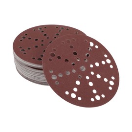 INFINAUTO Sanding Discs, 6" 49 Hole 180 Grit Automotive Repair Round Hook and Loop Sandpaper Aluminum Oxide, Paper Base Red, 50 Pcs
