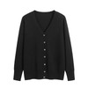 Blostirno Women's V-Neck Knit Cardigan, Cotton, Plain, Thick, Office, Loose,