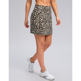 G Gradual Women's Golf Skirts Skort 4 Side Pockets High Waisted Stretchy Tennis Skirt with Short Athletic Casual (Leopard, L)