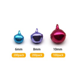 Dylan-EU Pack of 500 Colourful Bells Small Bells for Crafts Jingle Bells Mini Bell Christmas Decoration DIY Jewellery 10 mm / 8 mm / 6 mm