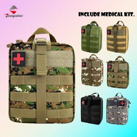 Jumahe Springtok Outdoor First Aid Kit,Tactical Molle Medical Pouch,Survival Emergency Waist Pack,Outdoor Hunting Accessories Bag,Portable Bag for Hunting,Hiking,Camping,Includes Emergency Supplies and Accessories for Multi-purpose Use - Color: Khaki