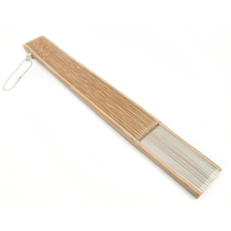 Kyoetsu Women's Hand Fan, Pure Silk, Plain, Tea Bone Set,