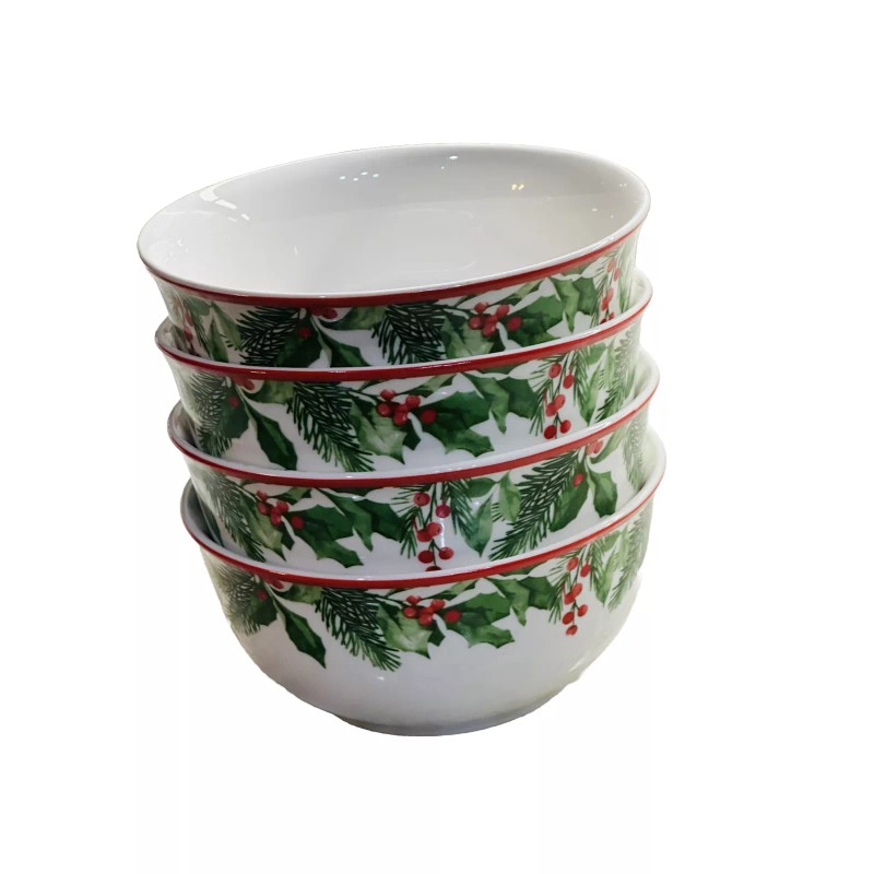 Royal Norfolk Set Of 4 ROYAL NORFOLK Christmas Holly Wreath