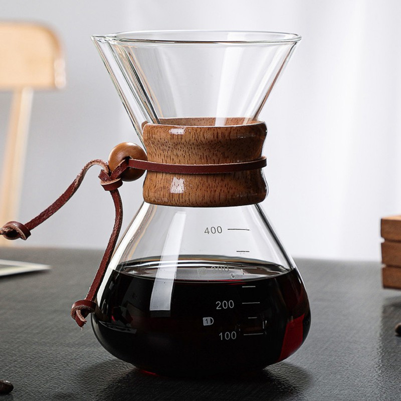 Pour Over Coffee Maker 400ml Double Layer Filter V Spout