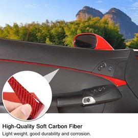 PIUGILH Car Interior Door Molding Trims, Real Carbon Fiber Door Panel Cover Trim Inner Side Door Trim Strip Decal Accessories for Corvette C6 Z06 ZR1 2005-2013, 3PCS (Red)