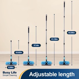 Yocada 2-in-1 Window Squeegee and Scraper with 2 Microfiber Cloths Adjustable Length 180° Rotatable Head for Glass Car Bathroom Floor Tile Window Cleaning 64.96"