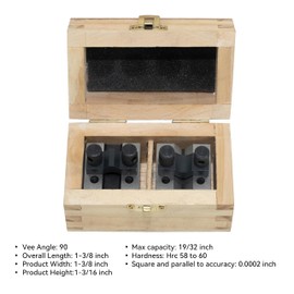 HFS(R) V Blocks with Clamp Set 1-3/8 x 1-3/8 x 1-3/16 Hardened Steel 90 Degree Angle Accuracy V Block Set Multi-Purpose Gauge Machinist Tool