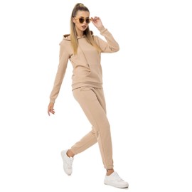 Redbridge Women's Jogging Suit, Comfortable Two-Piece with Hoodie and Jogging Bottoms, Casual Leisure Suit for Sports and Everyday Use, beige, S
