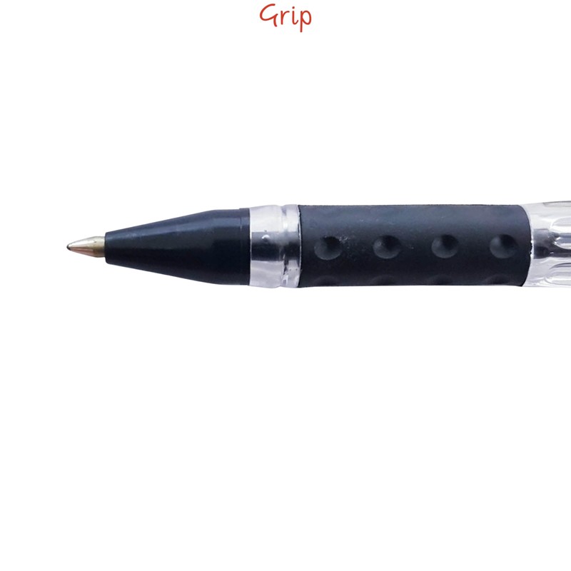 Gripper Ballpoint Pens, BLACK, Fine Point (0.5mm), Pack of 10,