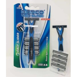DORCO Twin Blade Razor Set Extra Cartridge Refill Men Shaving Razor Fixed Type