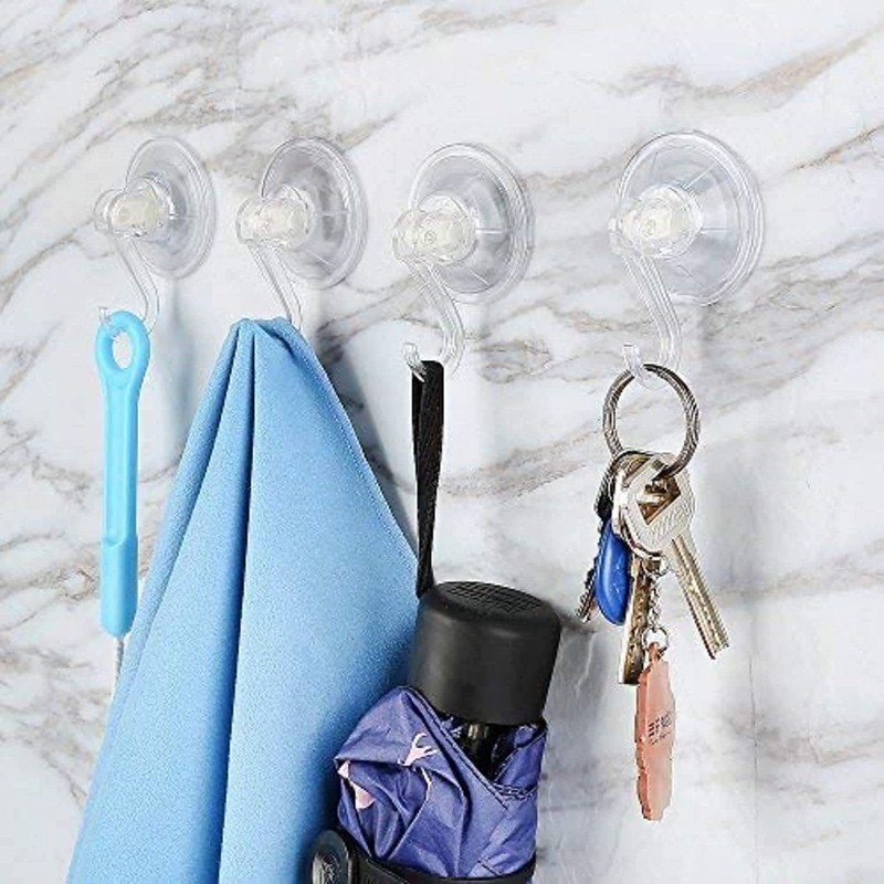 1st Choice Clear Plastic Suction Cup Hooks, 12 Pack Ultra