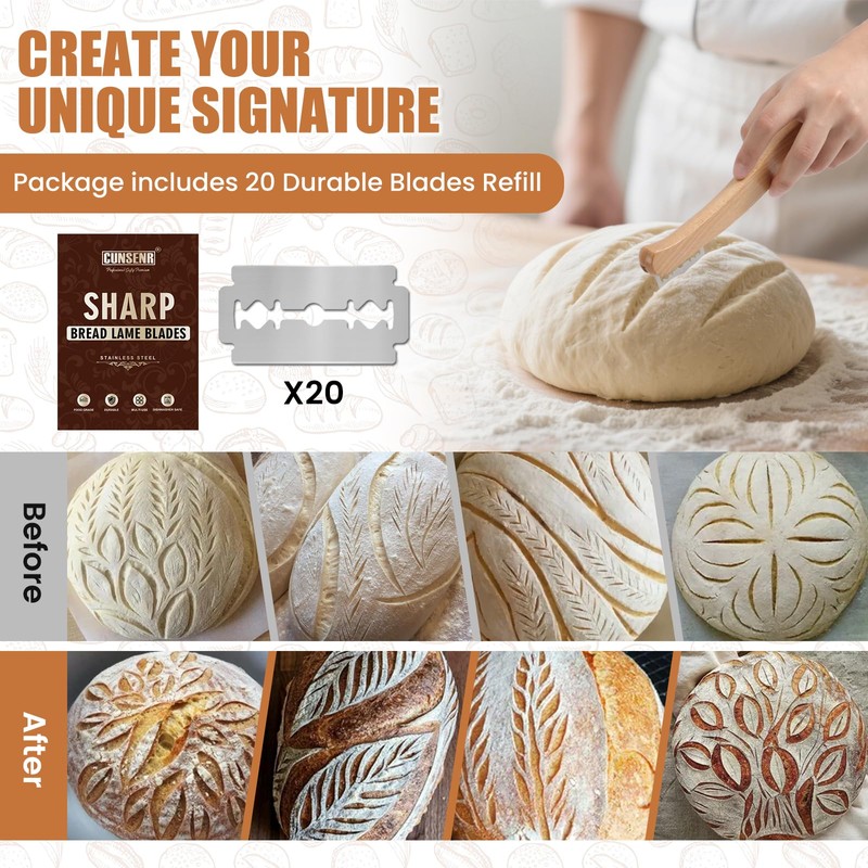CUNSENR Bread Lame Blades Refill – Stainless Steel Scoring Blades