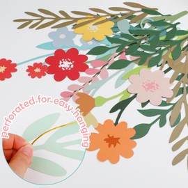 3 PCS Flower Banner Wildflower Party Decorations, Colorful Flowers and Leaves Double-Sided Waterproof Banner Hanging Decoration for Birthday Baby Shower Wedding Backdrop Decorations