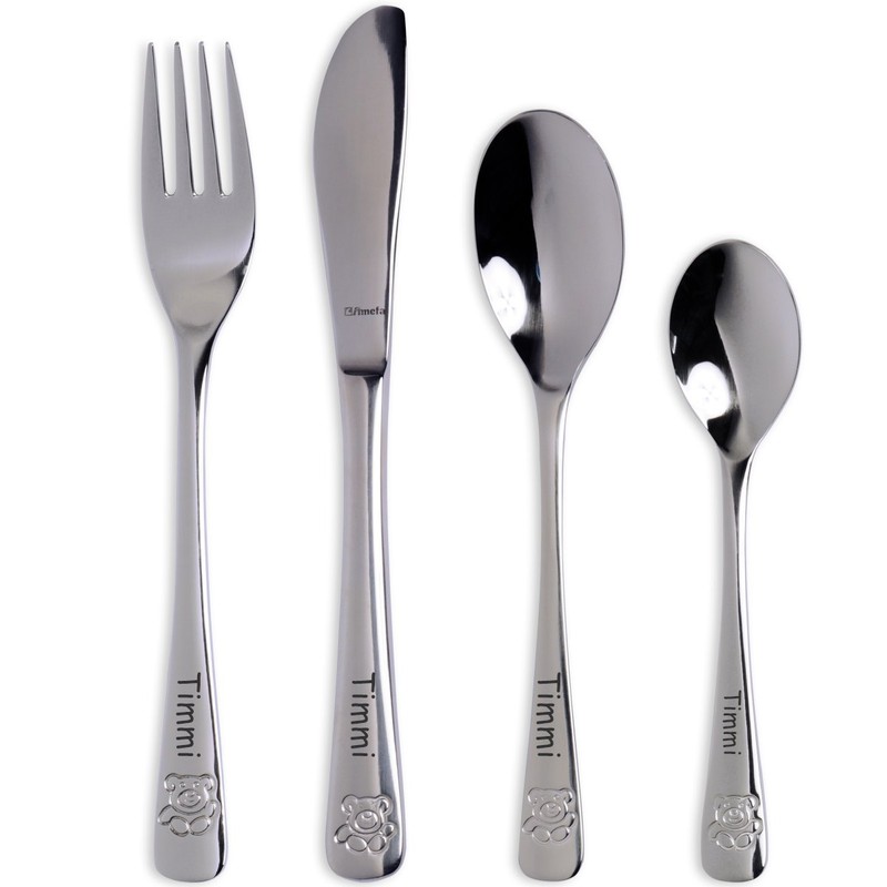 Amefa KB025 Children's Cutlery Set Teddy 4-Piece Set Including Engraving