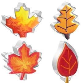 JOB JOL Fall Leaf Cookie Cutters 4 PCS, 3.5'', 3.75'', 4'', for Thanksgiving