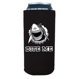 Bite Me Shark 16 oz. Can Coolie (Black, 1)