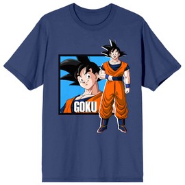 Bioworld Dragonball Z Goku Character Women's Navy Blue Short Sleeve Crew Neck Tee -Small