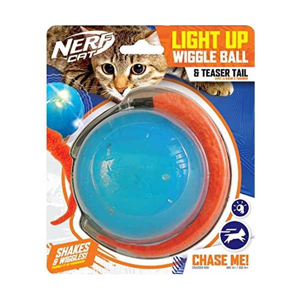 Nerf Cat 3.5in Wiggle LED Ball with Tail -Blue/Orange