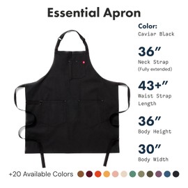 hedley & bennett Essential Apron - Professional Chef Apron with Pockets - Kitchen Apron for Men - Grilling Apron - Chef Aprons for Men - Apron for Women - 8oz Cotton Canvas Apron (Caviar)