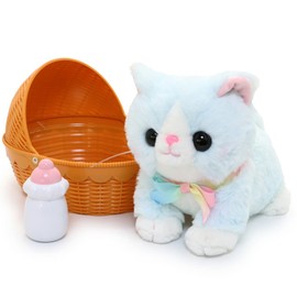 Mother Garden Touching Cat Sky Blue Munchkin & Basket [Moving Plush Cat, Moving Toy, Cat]