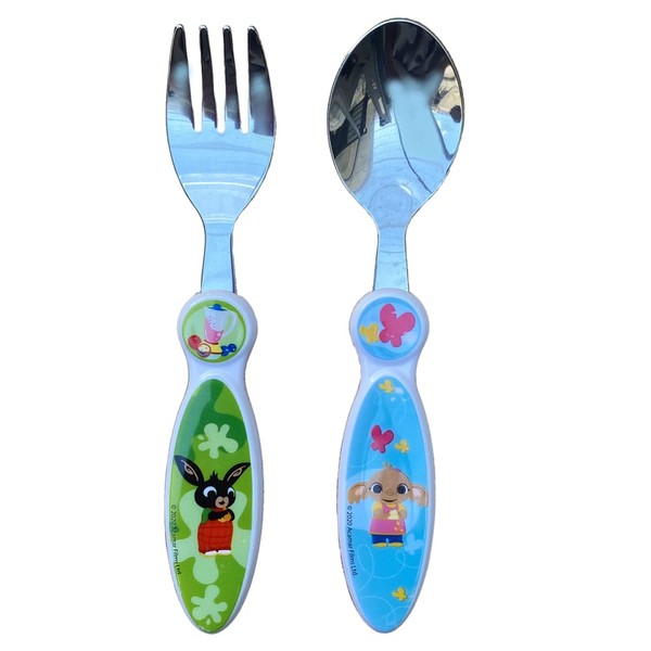 CARTOON Bing & Sola Children's Cutlery Set 2 Piece Stainless Steel Fork and Spoon Non-Toxic