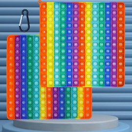 Multiplication table doll double-sided front side multiplication 12x12 back side addition 12+12 push bubbles to make popping sounds rainbow stress toys suitable for relieving anxiety children's educat