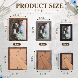 Namalu 20 Pcs Gallery Wall Frames Set Rustic Picture Frames Collage Assorted Photo Wall Decor Pack for Hanging or Tabletop Display Multi Sizes with 8 x 10, 5 x 7, 4 x 6 (Classic Color)