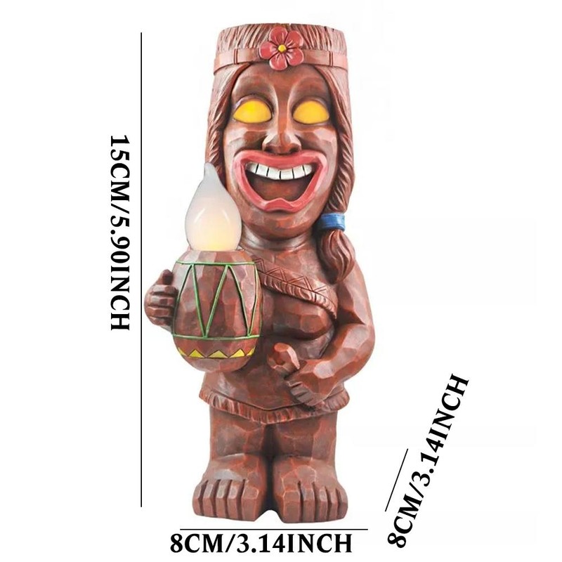 Solar Powered LED Tiki Light Solar Totem Figurine Ornaments LED