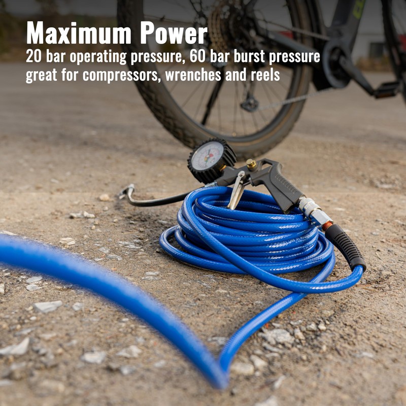Poppstar PVC Air Line Hose 6/12mm, 5m Long, Quick Coupling