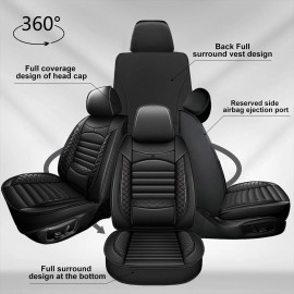 Unbranded Car Deluxe PU Leather 5-Seat Covers For Ford Ranger 2019-2023 Front+Rear Cushion