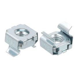 sourcing map M8 x 1.25mm Cage Nut, 5Pcs Snap-in Cage Nuts, Carbon Steel Zinc Plated Metric Nut for Server Rack Cabinet, Silver