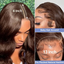 litmisr Chocolate Brown Lace Front Wig Human Hair 200% Density Brown Human Hair Wig 13x4 Hd Lace Front Wigs Pre Plucked with Baby Hair 26 Inch Body Wave Wig for Women