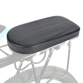 Hapivida Bicycle Manned Cushion, Black PU Bike Rear Saddle Mountain Bike Back Shelf Seat Cushion, Wide Soft Pad Bicycle Accessory for School Sports Trail Riding(Black)
