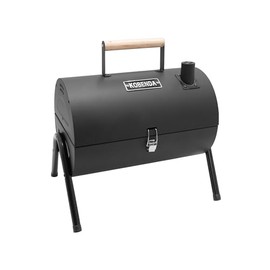Portable Charcoal Grill with Warming Rack, Wooden Handle, Tabletop BBQ Grill for Outdoor Barbecue Camping Picnic Backyard Patio, Black
