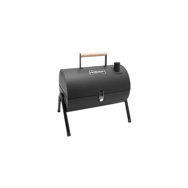 Portable Charcoal Grill with Warming Rack, Wooden Handle, Tabletop BBQ