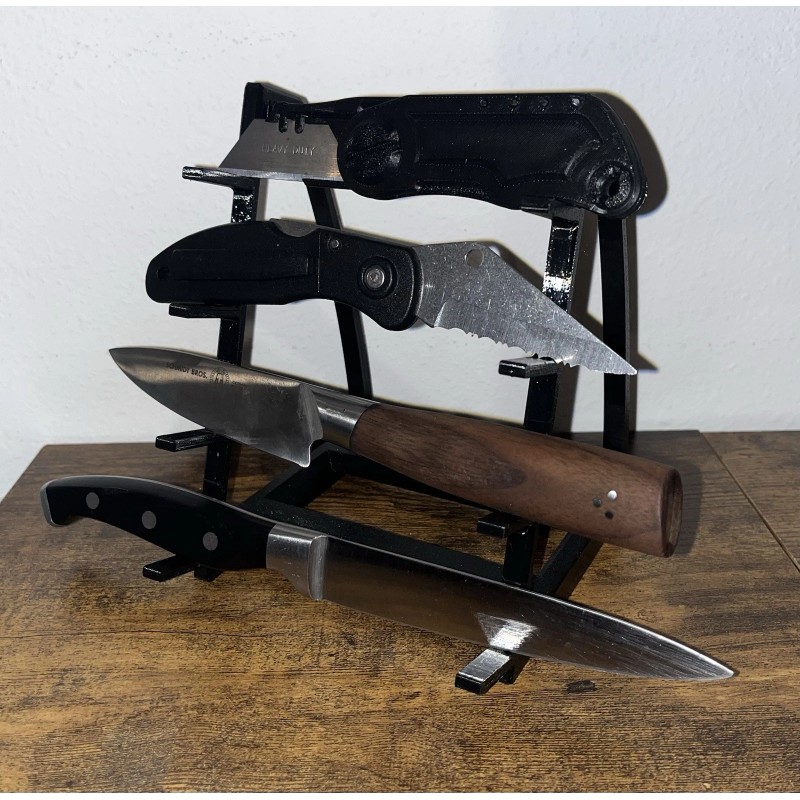 4 Knife Display Stand Rack Holder For Medium Knives Holds